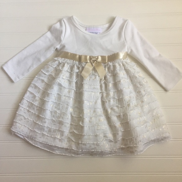 Bonnie Baby Other - ⚡️Flash Sale⚡️Bonnie Baby White & Gold Dress